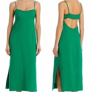 NWT Haight ‘Agatha’ Linen-Blend Open Back Dress in “Digital Green” Size Medium